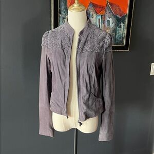 Elevenses Lavender Cutout Lace Detail Utility Jacket